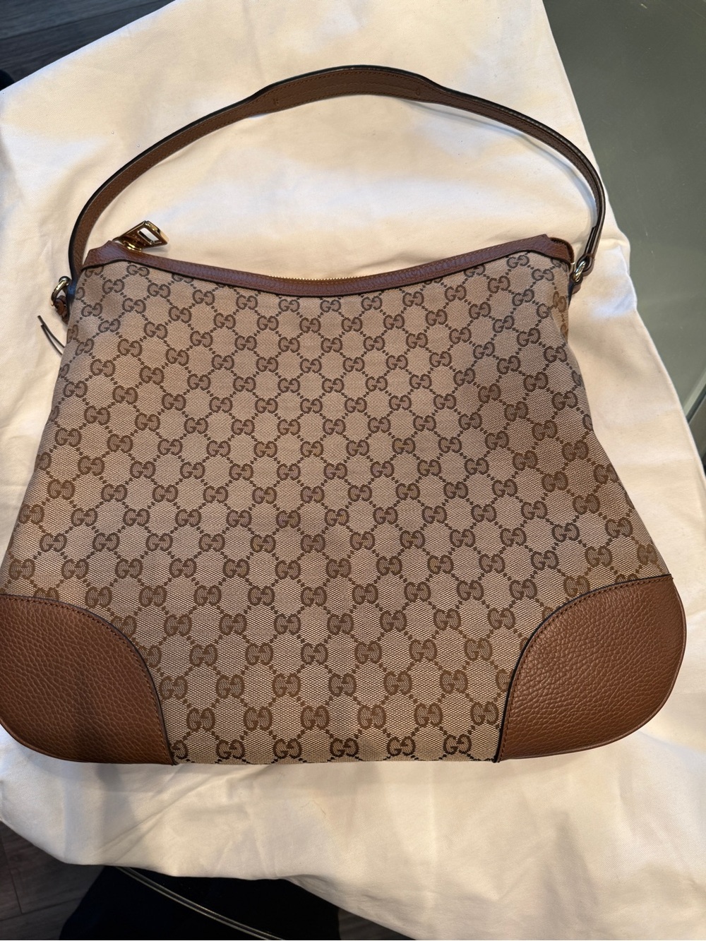 Gucci Beige and Brown GG Canvas Shoulder Bag
